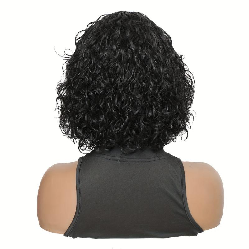 Short Water Wave Bob Cut Wig Natural Brown Human Hair Wig