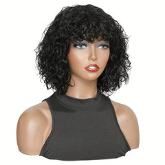 Short Water Wave Bob Cut Wig Natural Brown Human Hair Wig