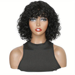 Short Water Wave Bob Cut Wig Natural Brown Human Hair Wig