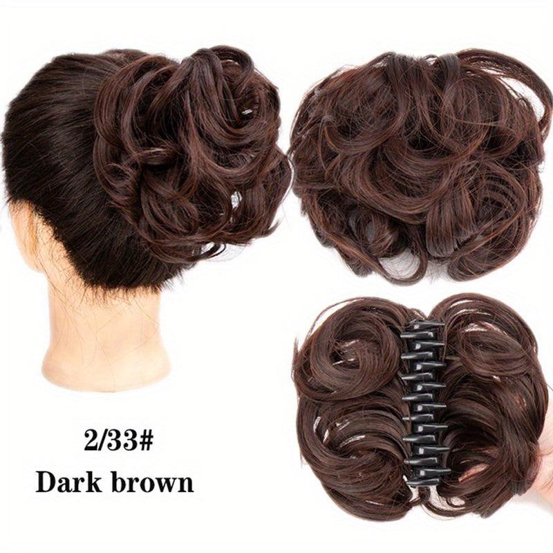 Messy Wavy Claw Clip Hair Bun Short Synthetic Chignon Donut Roller Updo Ponytail
