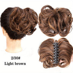 Messy Wavy Claw Clip Hair Bun Short Synthetic Chignon Donut Roller Updo Ponytail