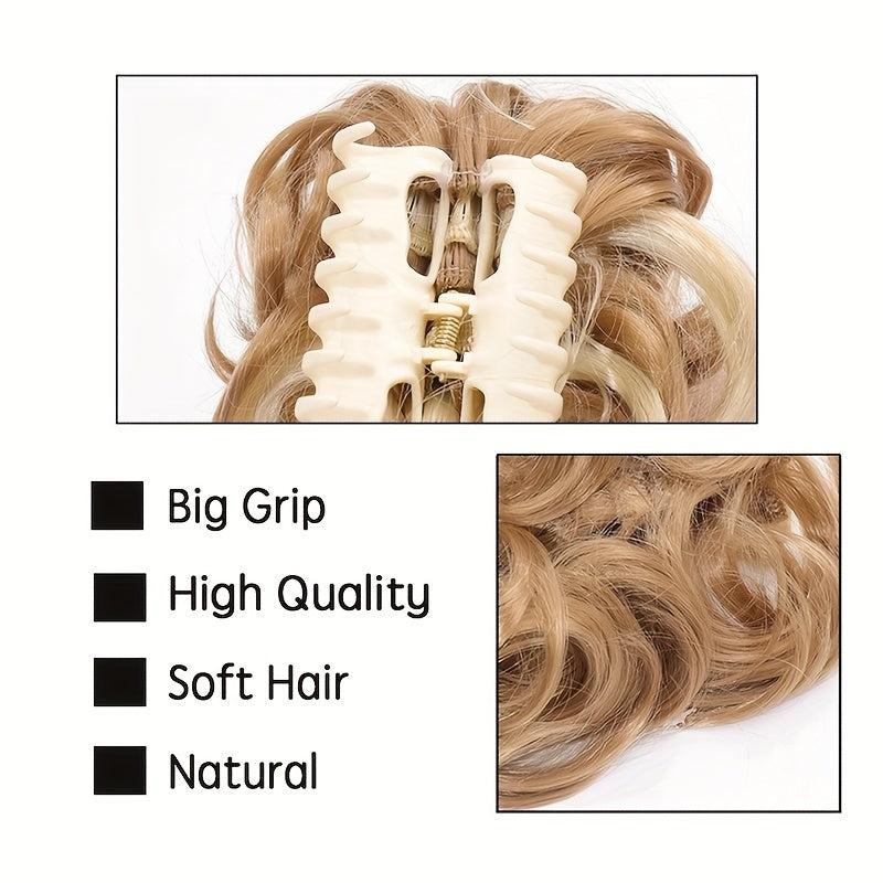 Messy Wavy Claw Clip Hair Bun Short Synthetic Chignon Donut Roller Updo Ponytail