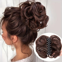 Messy Wavy Claw Clip Hair Bun Short Synthetic Chignon Donut Roller Updo Ponytail