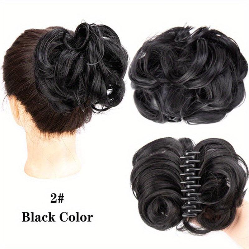 Messy Wavy Claw Clip Hair Bun Short Synthetic Chignon Donut Roller Updo Ponytail