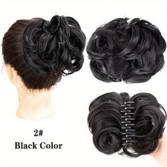 Messy Wavy Claw Clip Hair Bun Short Synthetic Chignon Donut Roller Updo Ponytail