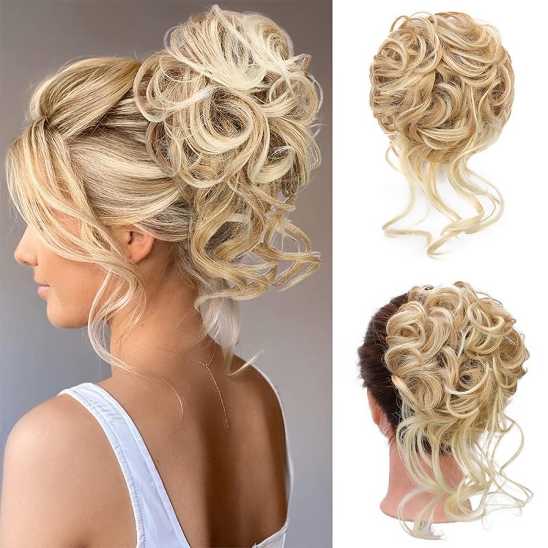24 Cm Messy Hair Bun Hair Piece Scrunchies Wavy Updo Bun Chignon Hairpiece