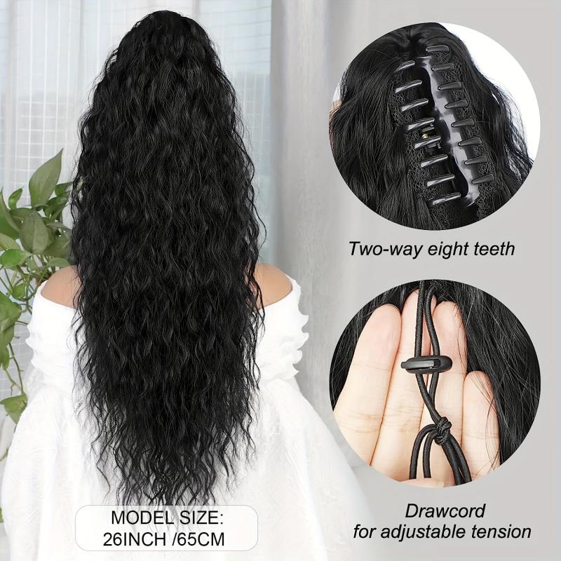 Long Curly Wavy Claw Clip Ponytail 26 Inch Synthetic Hair Extension