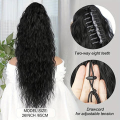 Long Curly Wavy Claw Clip Ponytail 26 Inch Synthetic Hair Extension