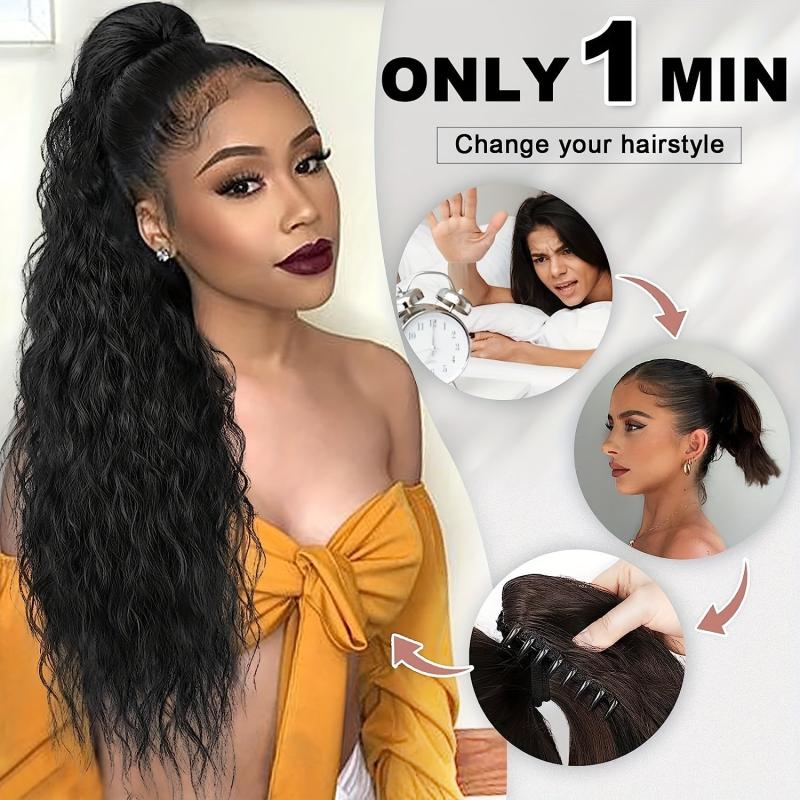 Long Curly Wavy Claw Clip Ponytail 26 Inch Synthetic Hair Extension