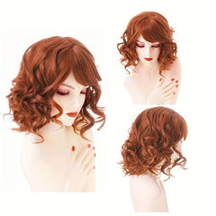 Red Curly Wave Women Wig Costume Cosplay Halloween Hair Wigs