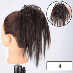 Synthetic Hair Bun Claw Clip In Ponytail Extensions for Daily Wear