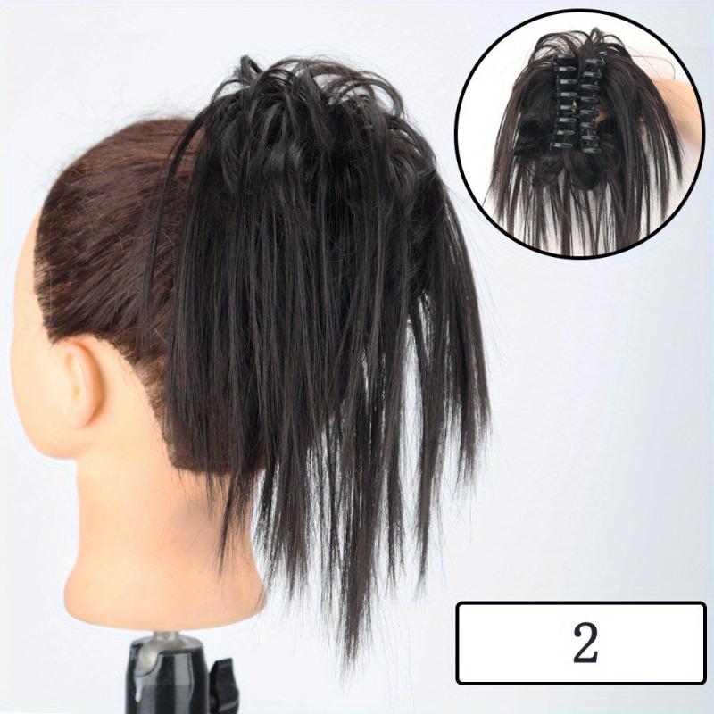 Synthetic Hair Bun Claw Clip In Ponytail Extensions for Daily Wear