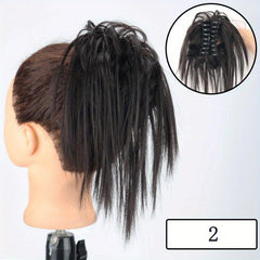 Synthetic Hair Bun Claw Clip In Ponytail Extensions for Daily Wear