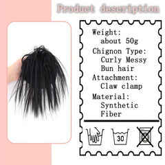 Synthetic Hair Bun Claw Clip In Ponytail Extensions for Daily Wear