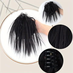 Synthetic Hair Bun Claw Clip In Ponytail Extensions for Daily Wear
