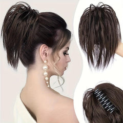 Synthetic Hair Bun Claw Clip In Ponytail Extensions for Daily Wear