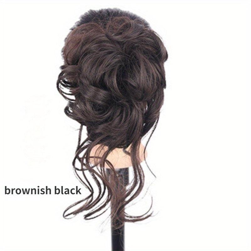 Messy Bun Hair Piece Tousled Updo Hair Bun Extensions With Elastic Rubber
