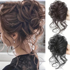 Messy Bun Hair Piece Tousled Updo Hair Bun Extensions With Elastic Rubber