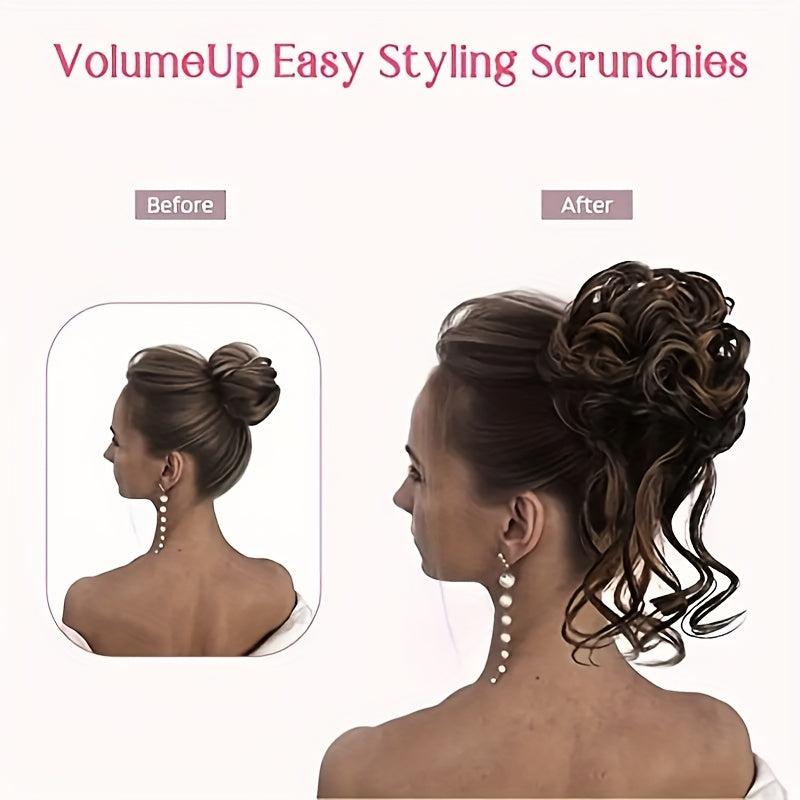 Messy Bun Hair Piece Tousled Updo Hair Bun Extensions With Elastic Rubber