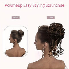 Messy Bun Hair Piece Tousled Updo Hair Bun Extensions With Elastic Rubber