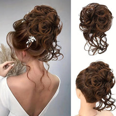 Messy Bun Hair Piece Tousled Updo Hair Bun Extensions With Elastic Rubber