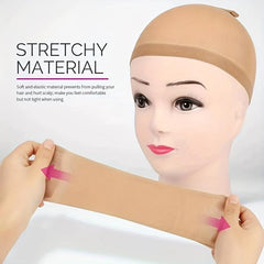 2 Pcs Wig Cap Soft & Stretchy Nylon Wig Cap for Women Light Brown Dark Brown