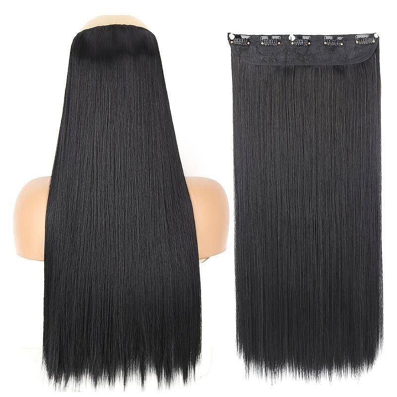 Long Straight Hair Extension 5 Clips High Temp Hair Pieces