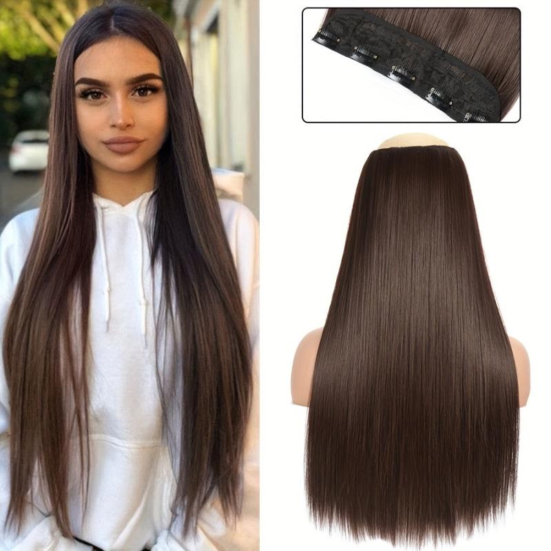Long Straight Hair Extension 5 Clips High Temp Hair Pieces