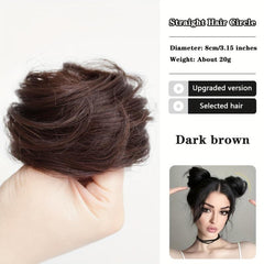 Messy Curly Hair Bun Chignon Elastic Scrunchy Brown