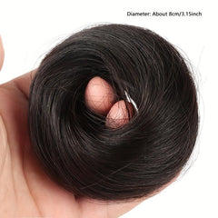 Messy Curly Hair Bun Chignon Elastic Scrunchy Brown