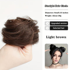Messy Curly Hair Bun Chignon Elastic Scrunchy Brown