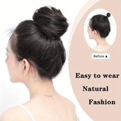 Messy Curly Hair Bun Chignon Elastic Scrunchy Brown