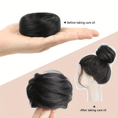 Messy Curly Hair Bun Chignon Elastic Scrunchy Brown
