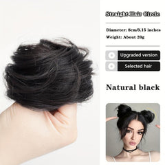 Messy Curly Hair Bun Chignon Elastic Scrunchy Brown