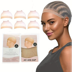 Invisible Hair Net 2pcs Stocking Caps For Wigs Stretchy Nylon Nude Wig Caps