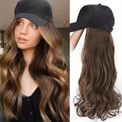Wavy Hair Wigs With Baseball Cap 50cm Long Synthetic Hair Wigs For Women