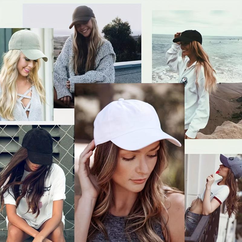 Wavy Hair Wigs With Baseball Cap 50cm Long Synthetic Hair Wigs For Women