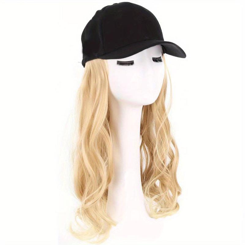 Wavy Hair Wigs With Baseball Cap 50cm Long Synthetic Hair Wigs For Women