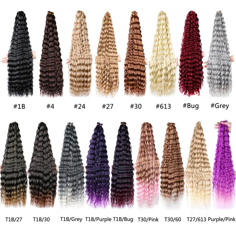 28 Cm Deep Wave Crochet Hair Extensions for Women Girls