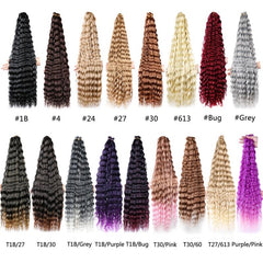 28 Cm Deep Wave Crochet Hair Extensions for Women Girls