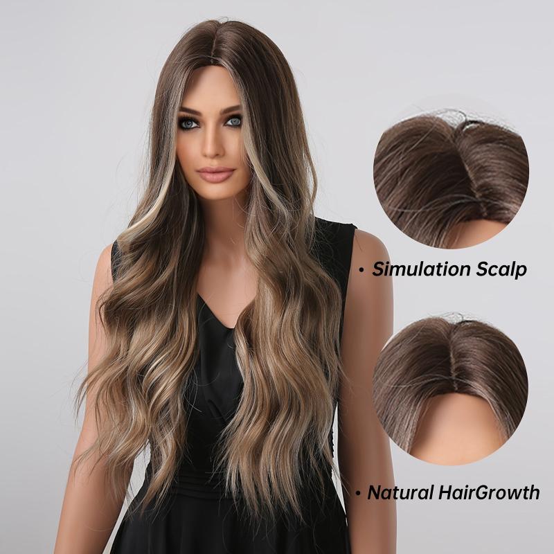 66 04 Cm Gradual Brown Hair Wigs With Bangs Long Curly Omber Brown Hair Wigs