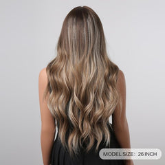 66 04 Cm Gradual Brown Hair Wigs With Bangs Long Curly Omber Brown Hair Wigs
