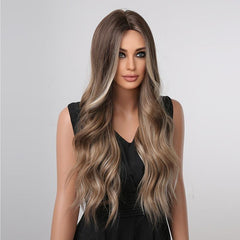 66 04 Cm Gradual Brown Hair Wigs With Bangs Long Curly Omber Brown Hair Wigs