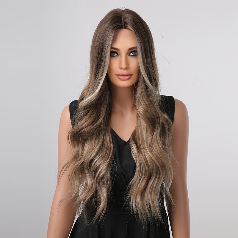 66 04 Cm Gradual Brown Hair Wigs With Bangs Long Curly Omber Brown Hair Wigs