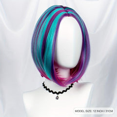 Rainbow Highlight Short Bob Wig for Cosplay Party
