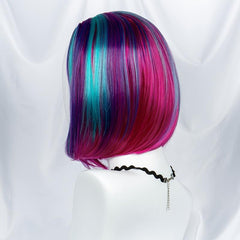 Rainbow Highlight Short Bob Wig for Cosplay Party