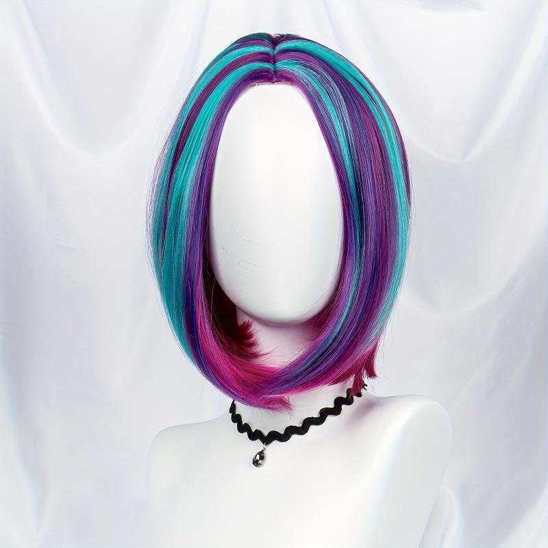 Rainbow Highlight Short Bob Wig for Cosplay Party