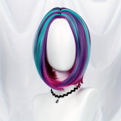 Rainbow Highlight Short Bob Wig for Cosplay Party