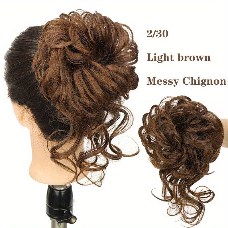 Messy Curly Wavy Hair Bun Extension Stretchy Updo Elastic Rubber