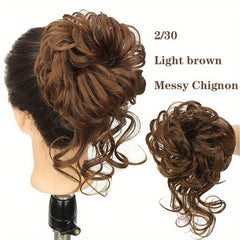 Messy Curly Wavy Hair Bun Extension Stretchy Updo Elastic Rubber